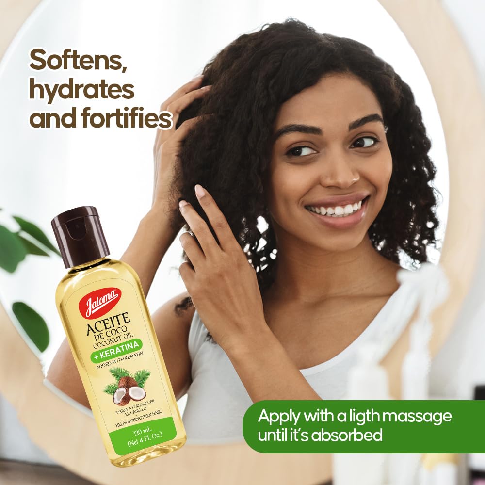 JALOMA Coconut Oil with Keratin to Help Strengthen Hair, 4 Oz Bottle Beauty & Personal Care Jaloma