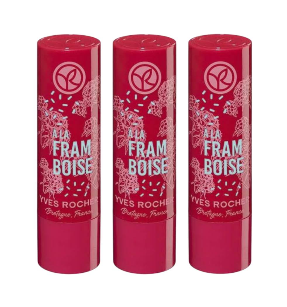 Yves Rocher Lip Balm Raspberry - Nourishing Lip Care Hydrating Balm Berry Scent Long-Lasting Moisture, Soft and Smooth Lips Rich Hydration 4.8g/0.17oz Beauty and Personal Care Yves Rocher