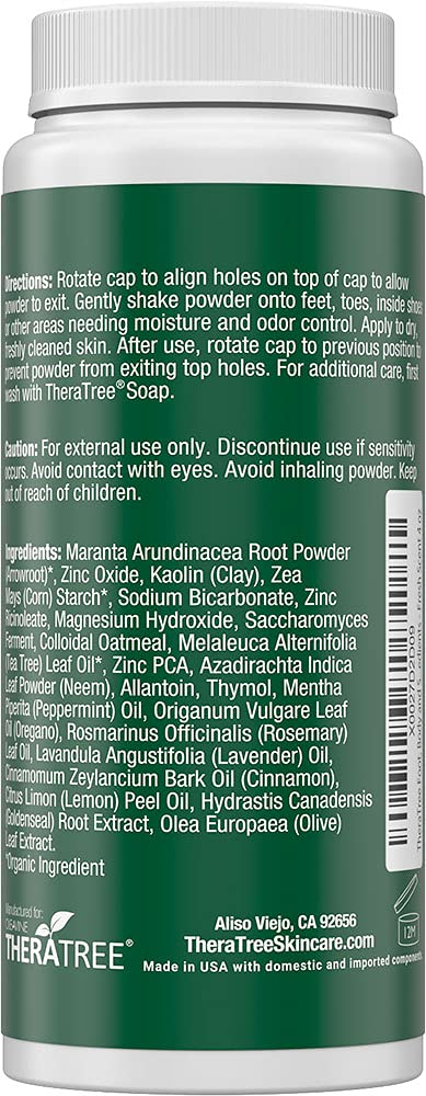 TheraTree Foot, Body and Shoe Powder with Tea Tree for Odor and Moisture Control with Organic and Natural Ingredients - Fresh Scent 4 oz Beauty & Personal Care Oleavine