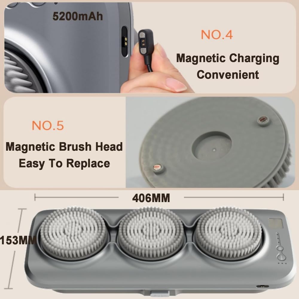 YIJIEHH Electric Back Bath Brush, Wall Mounted Back Scrubber Exfoliating Bath Wash Pad - 3-Speed Adjustment, 360° Automatic Rotation - Deep Cleansing Beauty and Personal Care YIJIEHH