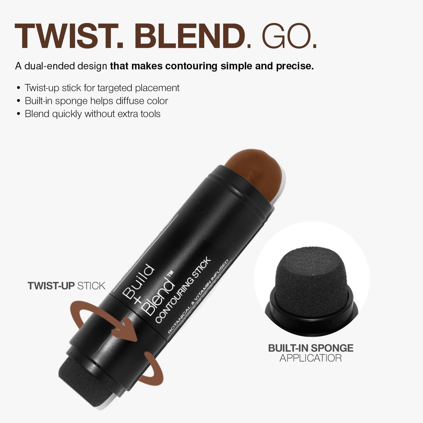Palladio Contouring Makeup Stick BUILD + BLEND Contour Stick Makeup, Face Makeup for Perfect Sculpting Look, 0.23 Ounce (Warm Brown) Beauty & Personal Care Palladio