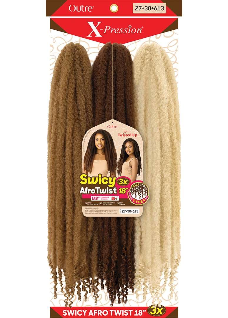 Outre X-Pression Twisted Up - Swicy Afro Twist 18" 3X (1 Pack, JET BLACK 1)