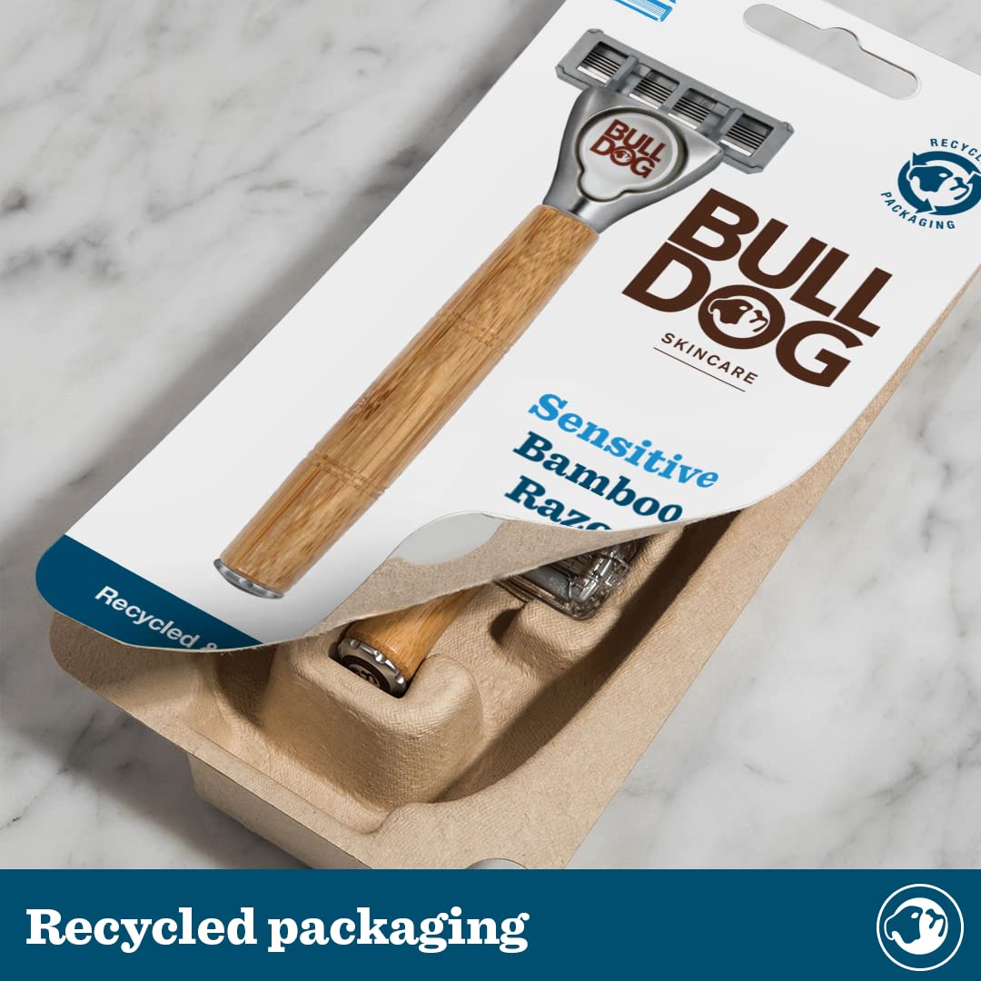 Bulldog Skincare - Sensitive Bamboo Razor Smooth Glide Razor Handle + 2 Blade Refills Beauty and Personal Care Bulldog Skincare for Men