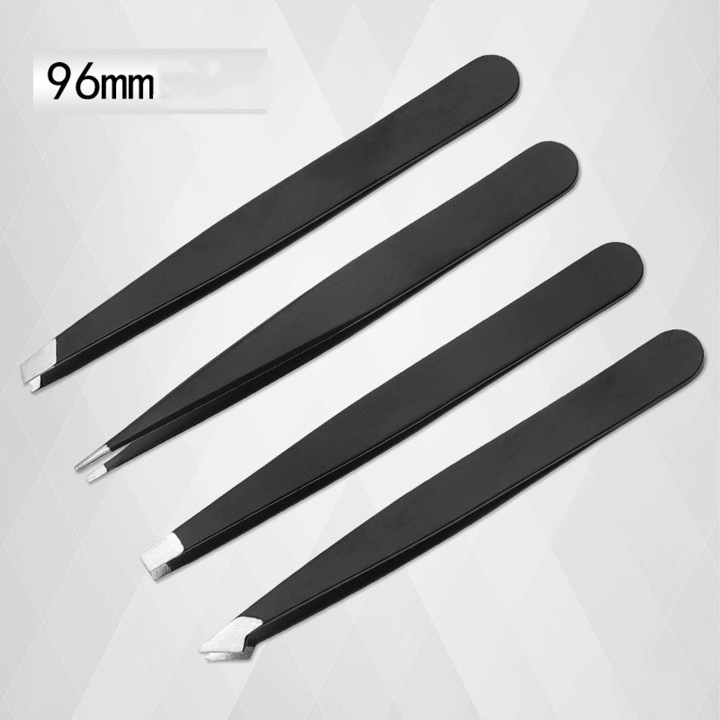 Stainless steel eyebrow clip 1.2 thick 96mm eyebrow clip set of four black diagonal eyelash forceps Beauty and Personal Care Whipin