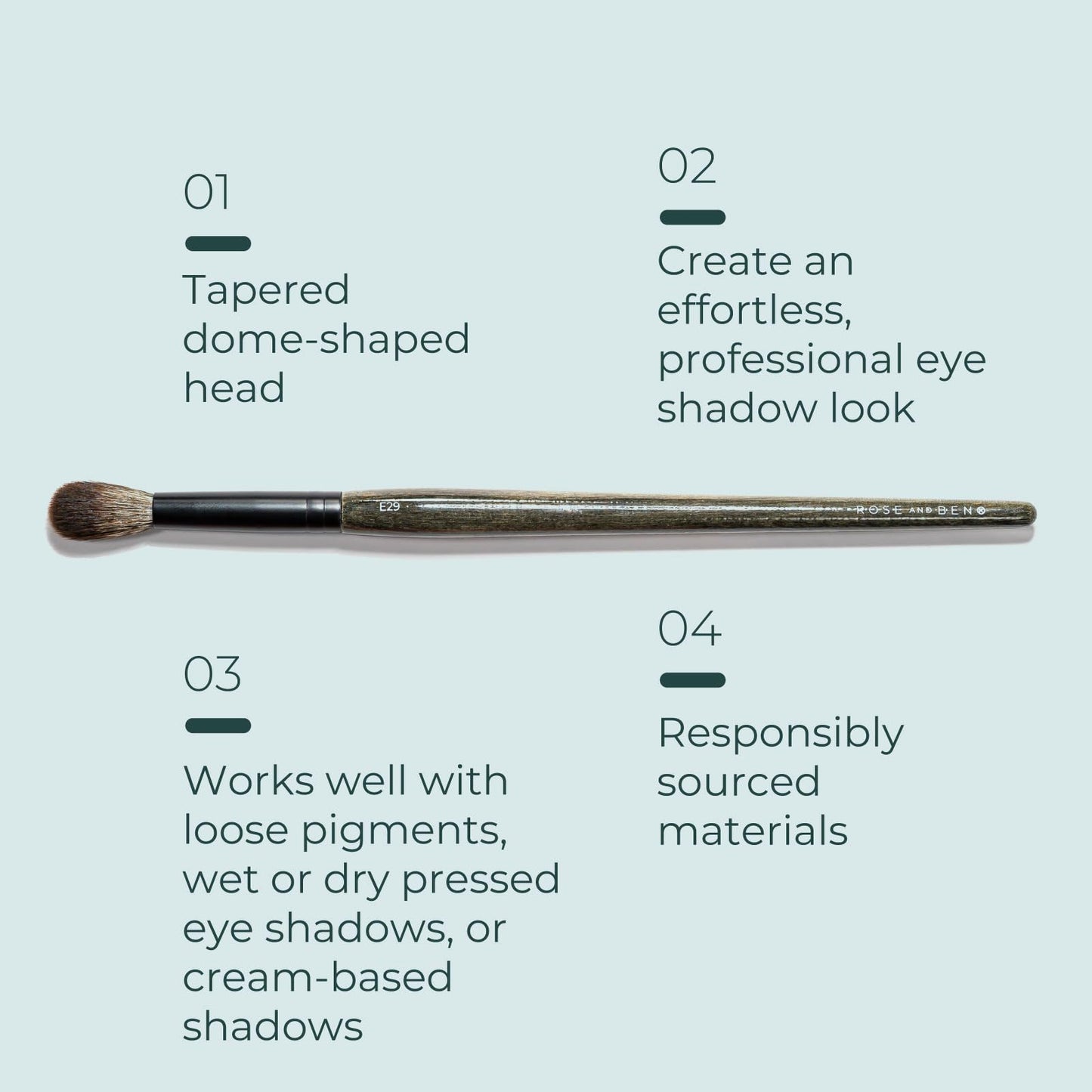 Rose and Ben Beauty E29 Blending Eye Brush | Tapered Dome for Contouring & Depth | Cruelty-Free Bristles Beauty & Personal Care Rose and Ben Beauty