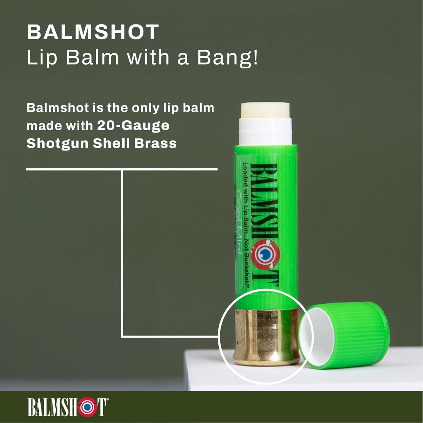 BALMSHOT Lip Balm 4-Pack - Minty Combo Variety Pack - (2) Cool Mint & (2) Vanilla Mint - SPF 15 Beeswax Chapstick Formula, 20-Gauge Brass Shotgun Beauty & Personal Care Balmshot