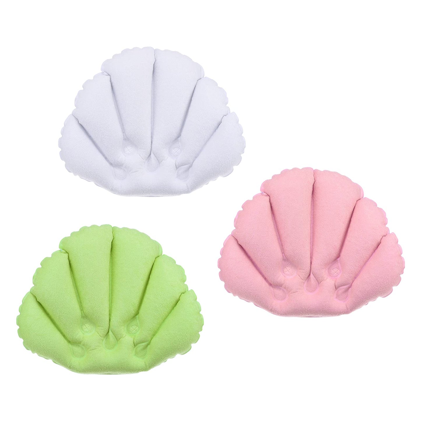 PATIKIL Inflatable Bath Pillow with Suction Cups, 3 Pack Terry Cloth Covered Shell Shape Bath Pillow Neck Support for Bathtub Hot Tub (Pink, White Beauty and Personal Care PATIKIL