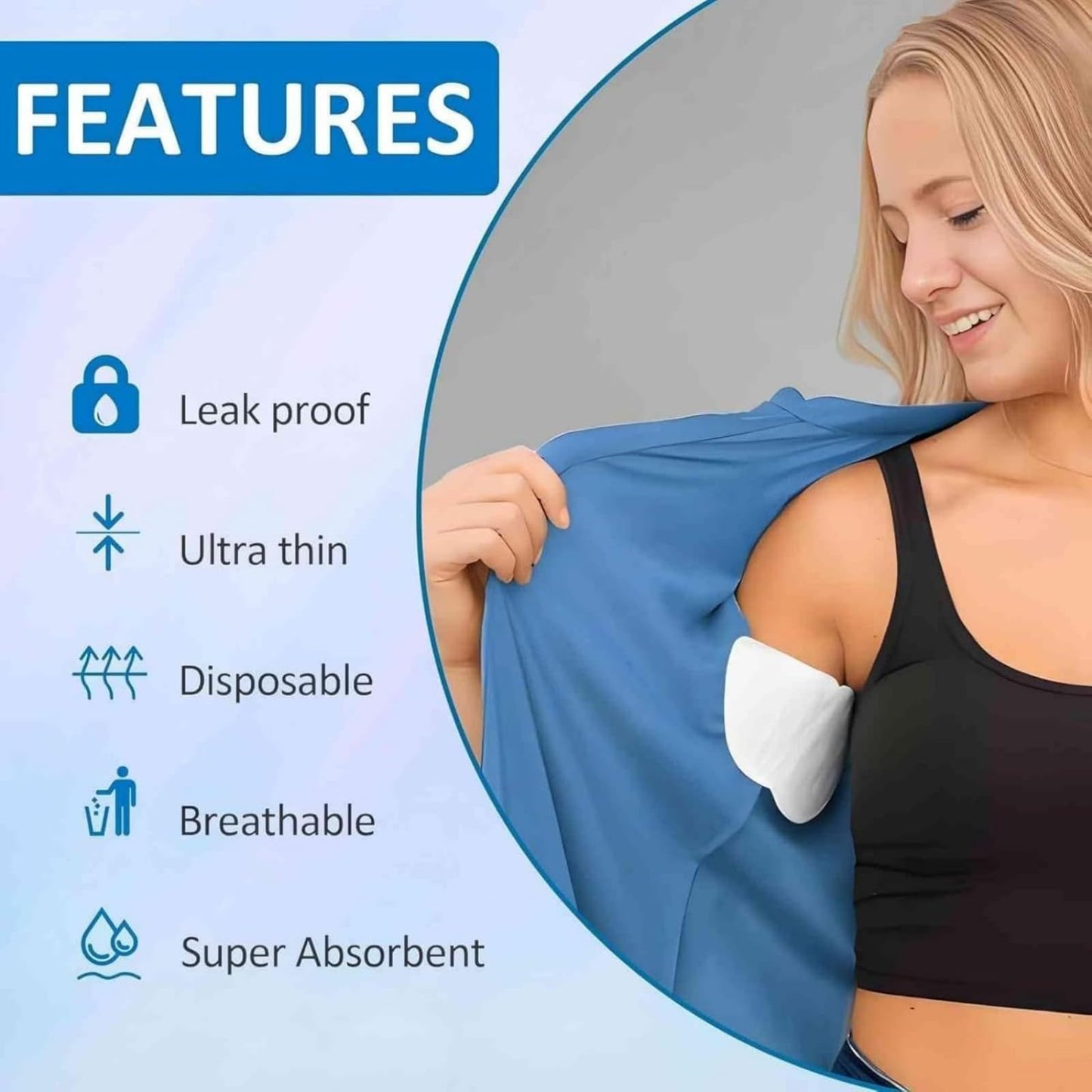 Underarm Sweat Pads for Women [100 Pcs], UOIRMI Armpit Pads for Sweating Women, Disposable Underarm Sweat Pads, Armpit Sweat Pads for A Whole Day Beauty and Personal Care UOIRMI