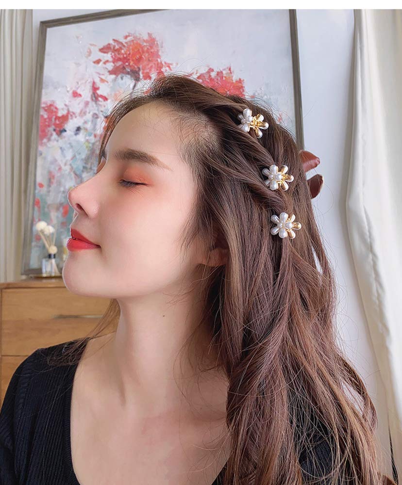Mini Pearl Hair Barrettes for Women Girls, 10pcs Sweet Artificial Pearl Hair Clips, Flower Pins Clips for Party Wedding Daily Beauty & Personal Care Toolzeen
