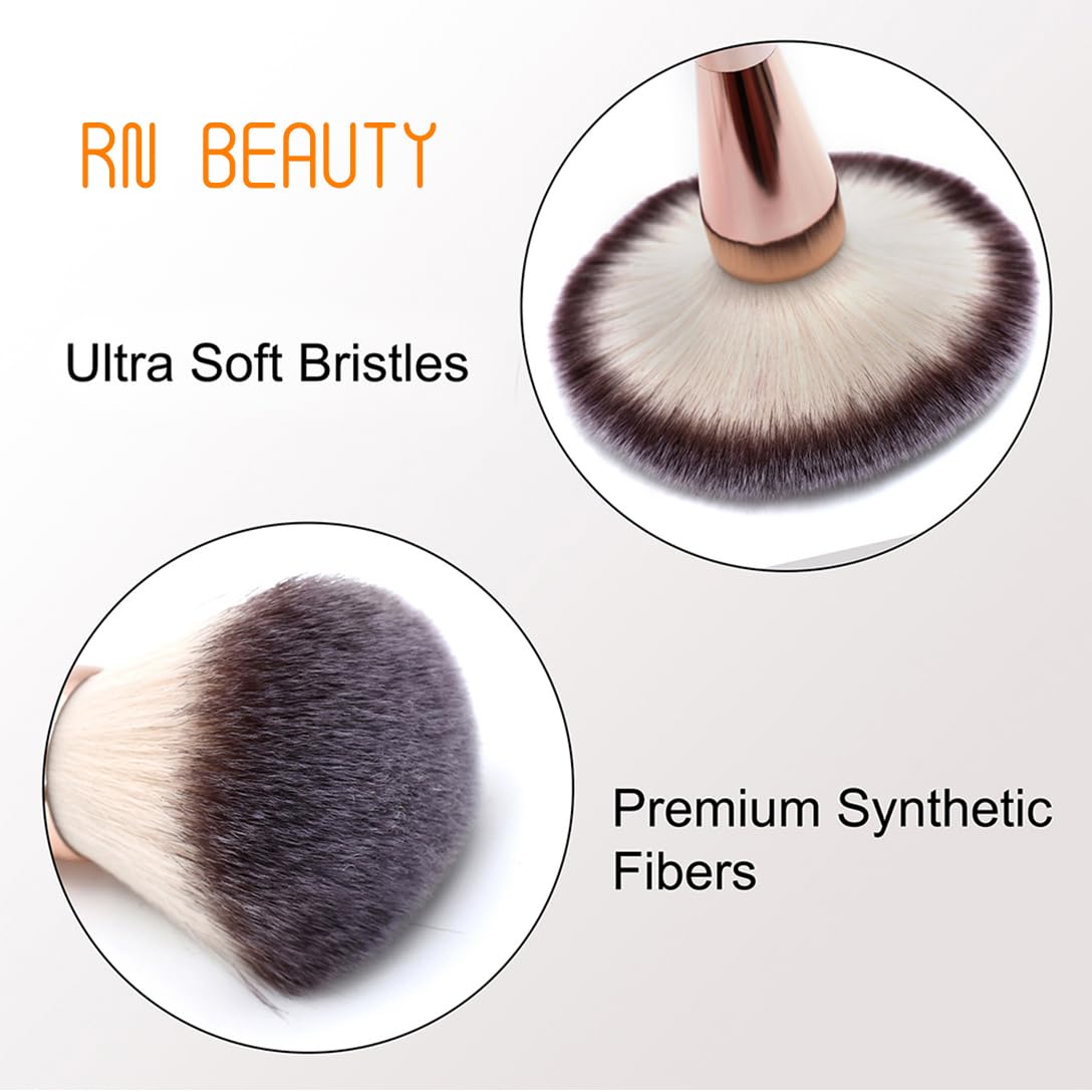 RN BEAUTY Makeup Brushes Large Powder Brush Foundation Blush Brush Bronzer Contour Face Blender Brush Mineral Blending Buffing Powder Cosmetics Kabuki Beauty & Personal Care RN BEAUTY