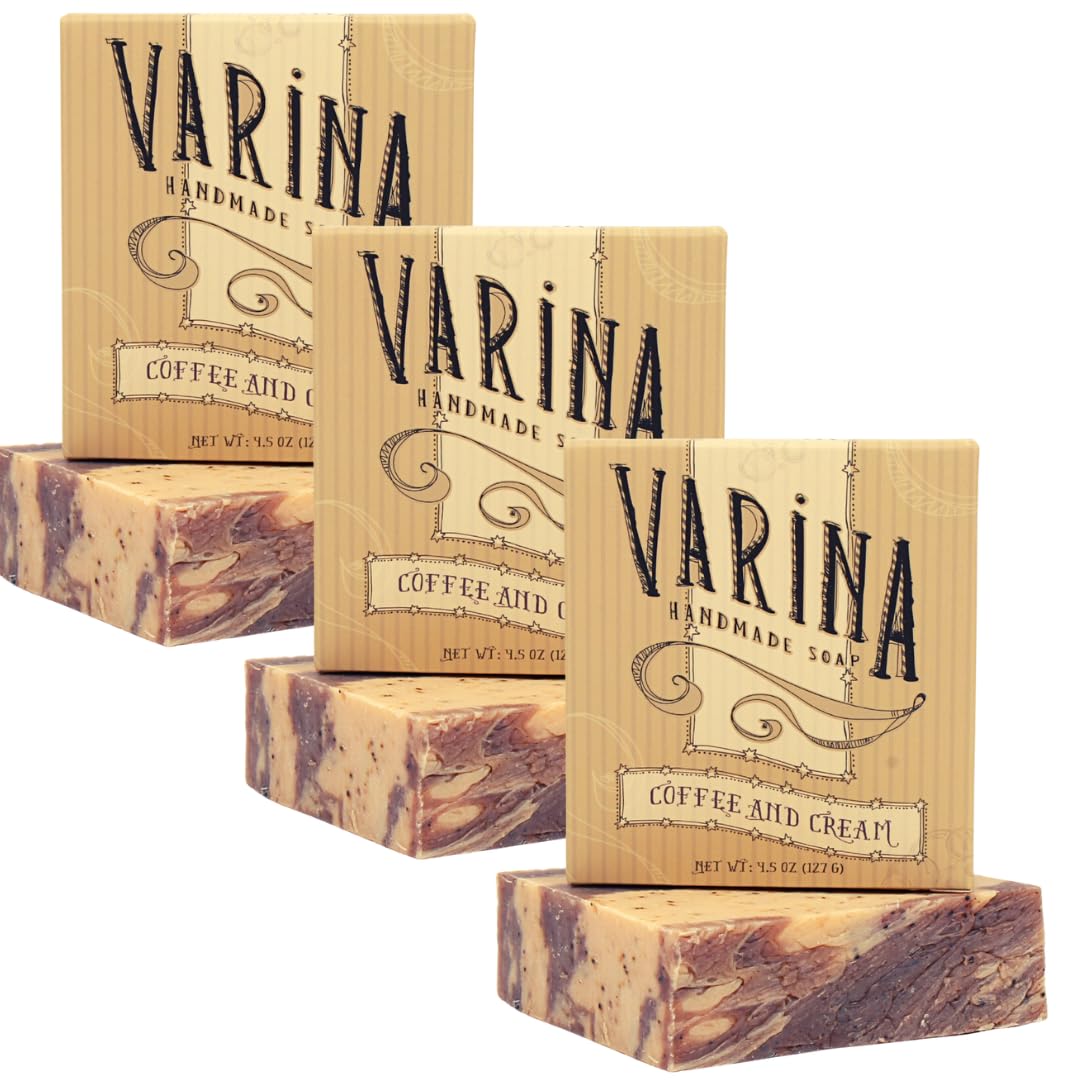Varina Natural Coffee Cream Bar Soap - Gentle Cleansing for Sensitive Skin, Earthy Scents - 3 Pack Beauty & Personal Care Varina