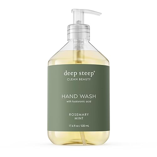 Deep Steep Liquid Hand Wash, Rosemary Mint, 17.6 oz - Moisturizing Cleanser with Olive Oil, Aloe Vera, Glycerin & Hyaluronic Acid - Vegan, Clean Beauty & Personal Care Deep Steep