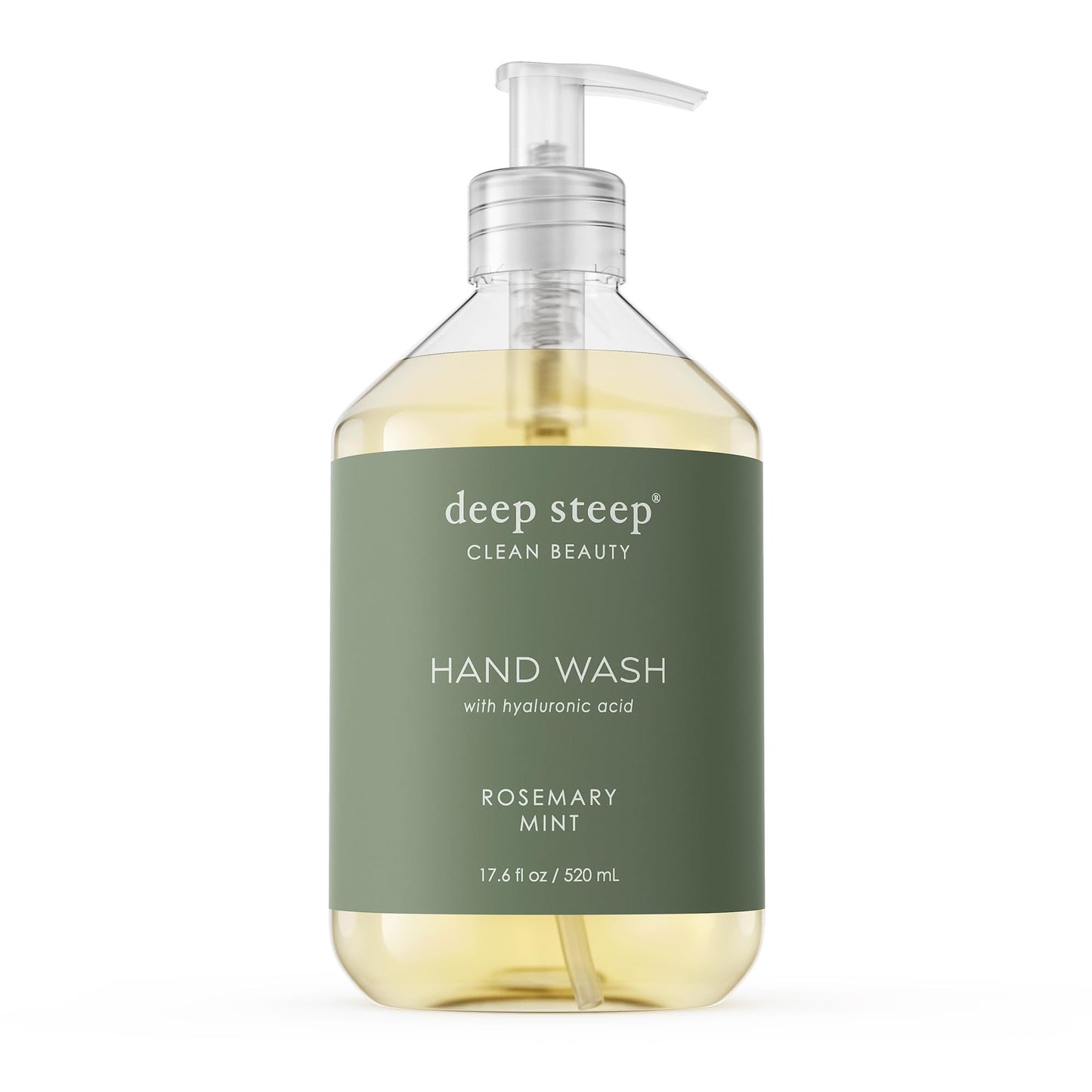 Deep Steep Liquid Hand Wash, Rosemary Mint, 17.6 oz - Moisturizing Cleanser with Olive Oil, Aloe Vera, Glycerin & Hyaluronic Acid - Vegan, Clean Beauty & Personal Care Deep Steep
