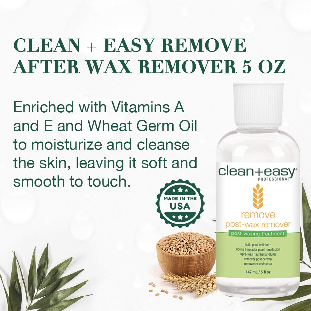 Clean + Easy After Wax Remover Oil for Skin - Post Wax Care & Soothing Residue Remover for Smooth Skin, 5 fl oz Beauty and Personal Care Clean + Easy