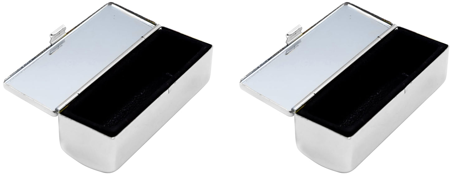 Stephanie Imports Set of 2 Rectangular Vintage Lipstick Cases With Glass Mirror (Silver Drops) Beauty & Personal Care Stephanie Imports