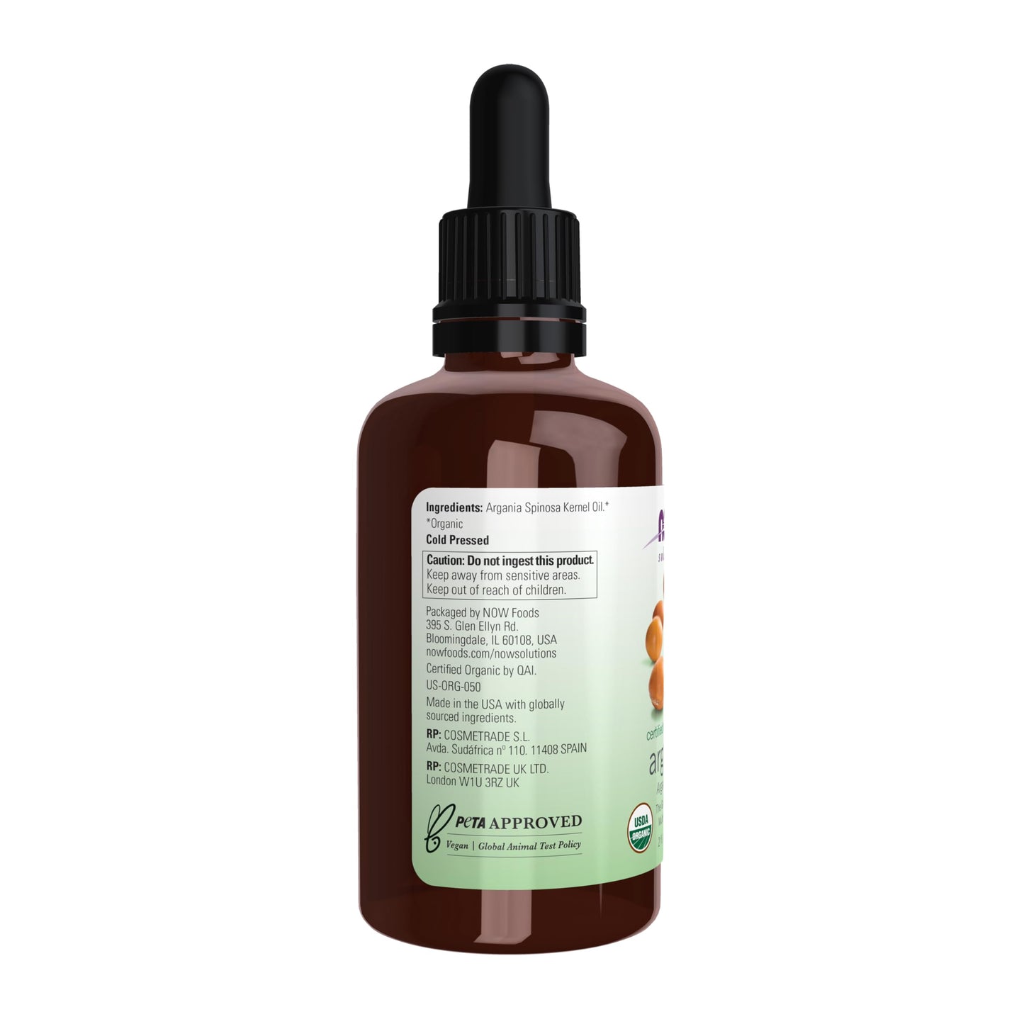NOW Foods Solutions, Organic Argan Oil, Certified Organic and 100% Pure, "Gold of Morocco" Multi-Purpose Oil, 2-Ounce Beauty & Personal Care NOW Foods