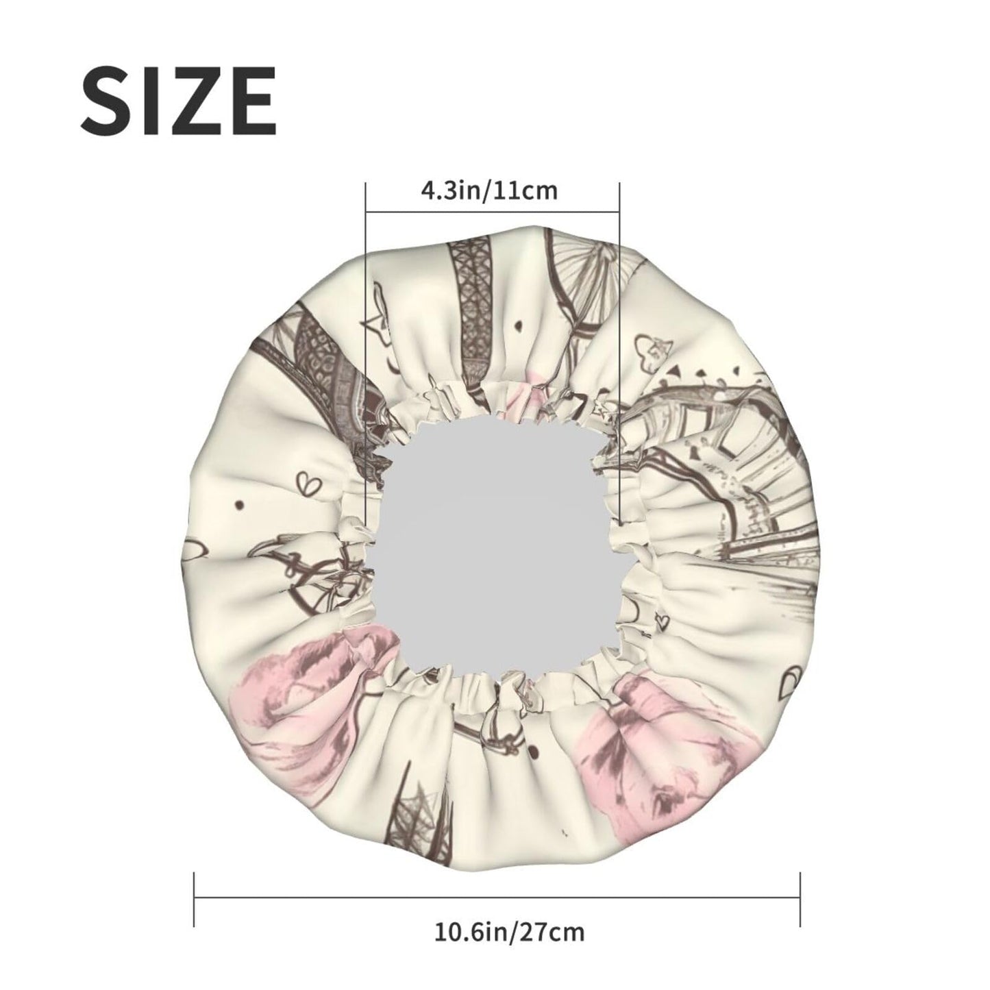 The Eiffel Tower and a Bicycle Shower Cap for Women Men Large Reusable Shower Bonnet Double-Layer Waterproof Bath Caps Elastic Band Hair Hat for All Beauty and Personal Care BWLHJKE