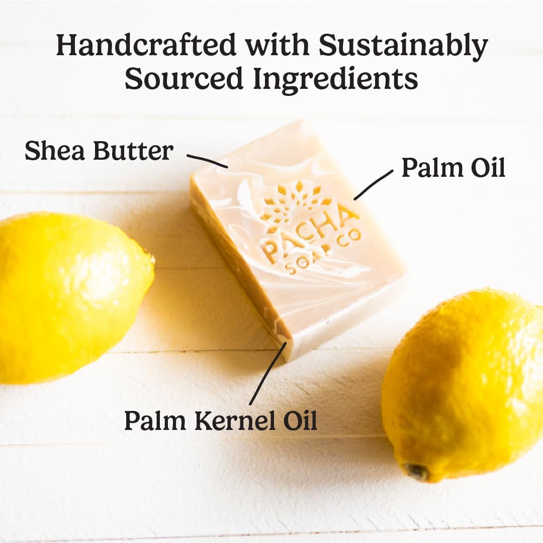 Pacha Soap Co. Bar Soap, Coconut Lemon, 5-Pack (4 oz ea) - Premium, Handcrafted, Hydrating, Natural Face Wash, Hand Cleanser, Body Wash, Soothing Beauty & Personal Care Pacha Soap Co