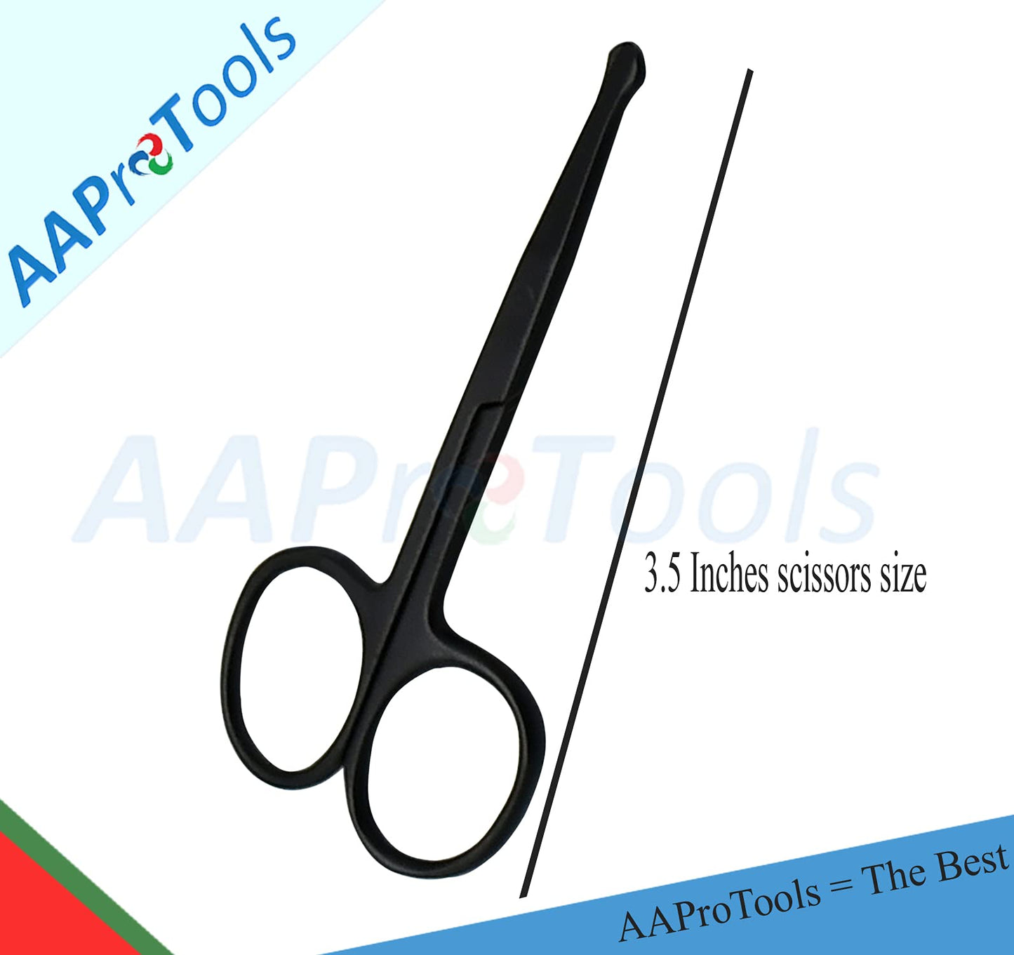 AAProTools Stainless Steel Rounded Nose Hair Eyebrow Beard Mustache Trimming Scissors Safety Grooming Trimmer Full Black Beauty and Personal Care AAProTools