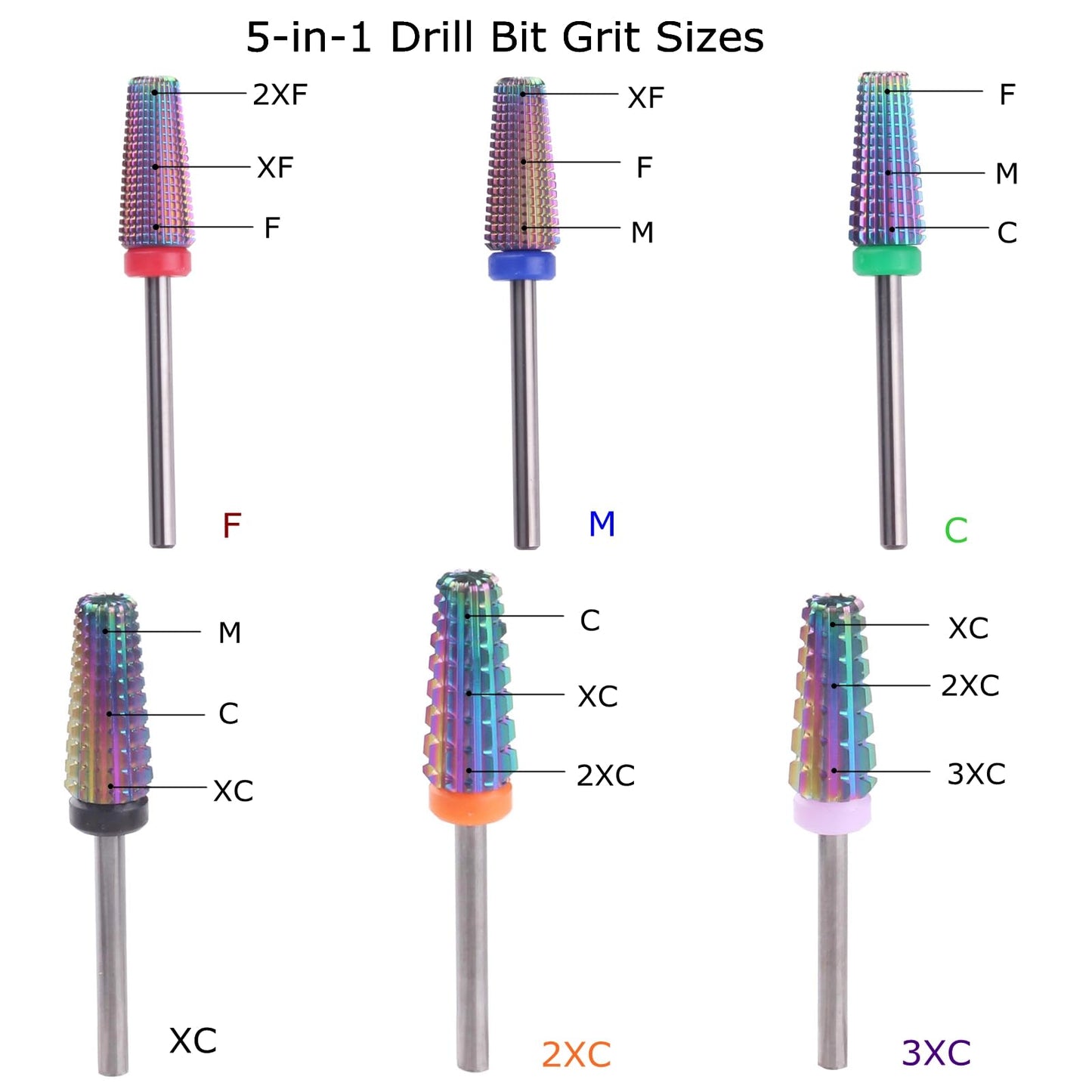 MZCMSL 5 in 1 Carbide Nail Drill Bit for Removing Acrylic or Gel, Both Left and Right Handed - Two Way Rotate Use,3/32 Shank efile Bit Beauty & Personal Care MZCMSL