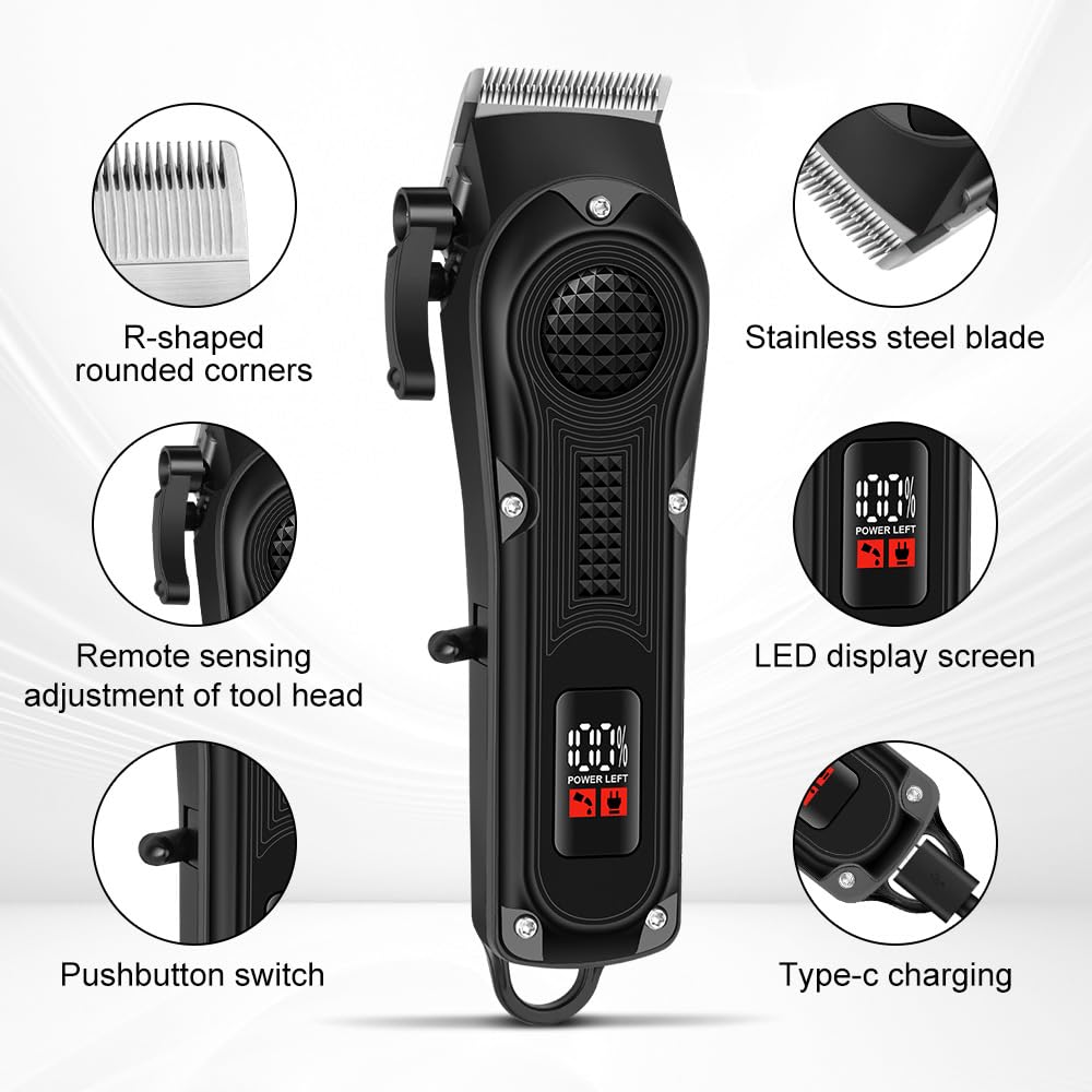 Professional Hair Clippers for Men,Cordless Trimmer, LCD Display Barber for Cutting & Mens Grooming with LED, Powerful Motor Beauty and Personal Care QDKVTNDJZ