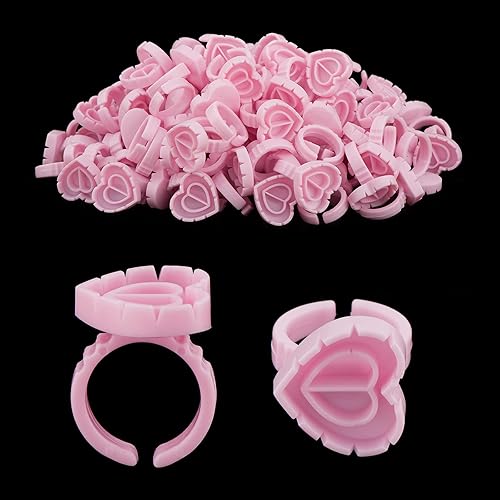 Eyelash Extension Supplies, 100PCS Volume Heart Glue Rings for Lashes Fan, Lash Glue Holder Ring Cups, Eyelash Glue Rings for Lash Extension Supplies Beauty & Personal Care Beauty Junko Pro