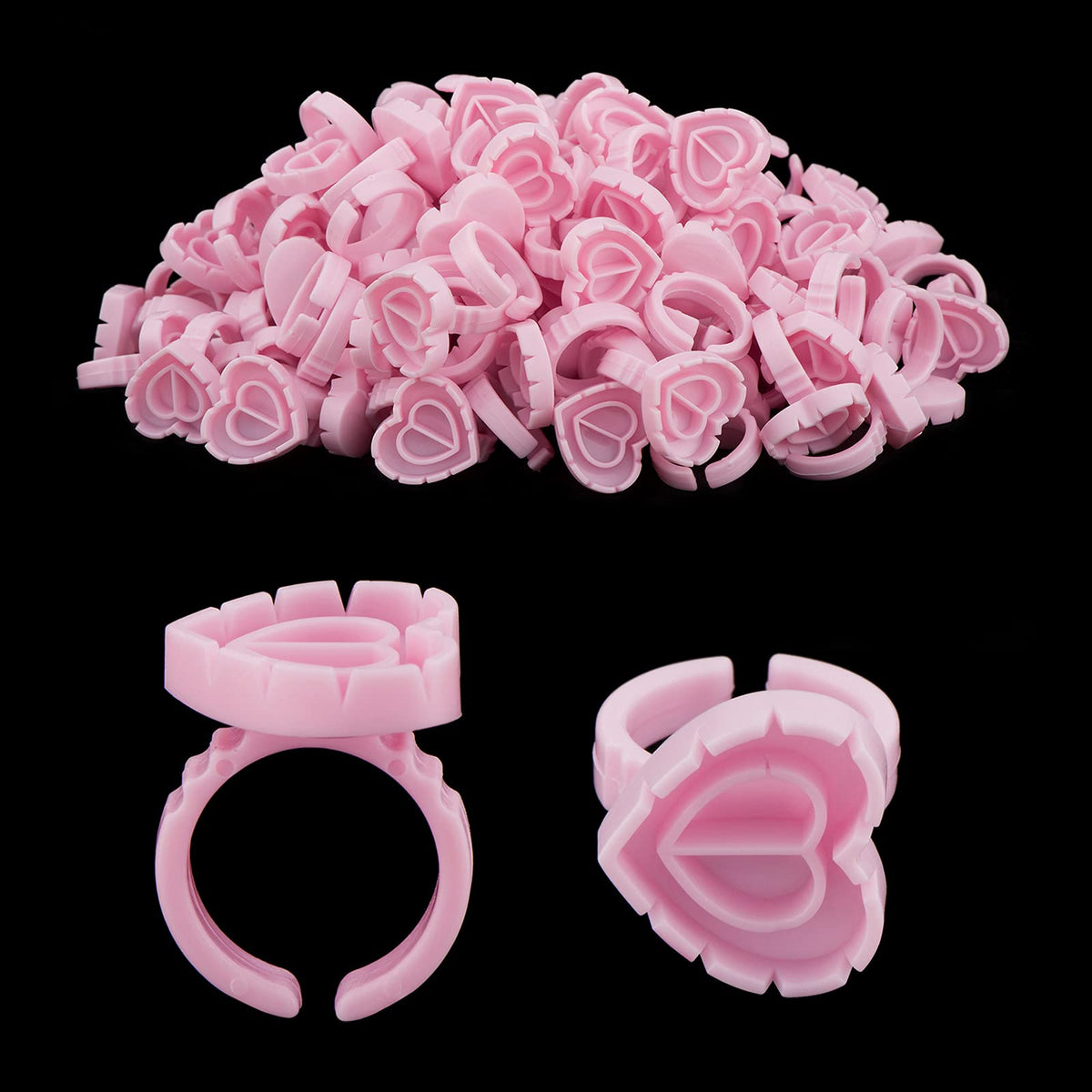 Eyelash Extension Supplies, 100PCS Volume Heart Glue Rings for Lashes Fan, Lash Glue Holder Ring Cups, Eyelash Glue Rings for Lash Extension Supplies Beauty & Personal Care Beauty Junko Pro