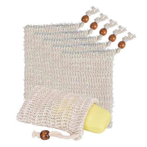 BUYGOO 20 Pack Soap Exfoliating Bag, Natural Soap Saver Hand Made Sisal Mesh Soap Bag Bar Soap Bag with Drawstring for Bath & Shower Use Beauty & Personal Care BUYGOO