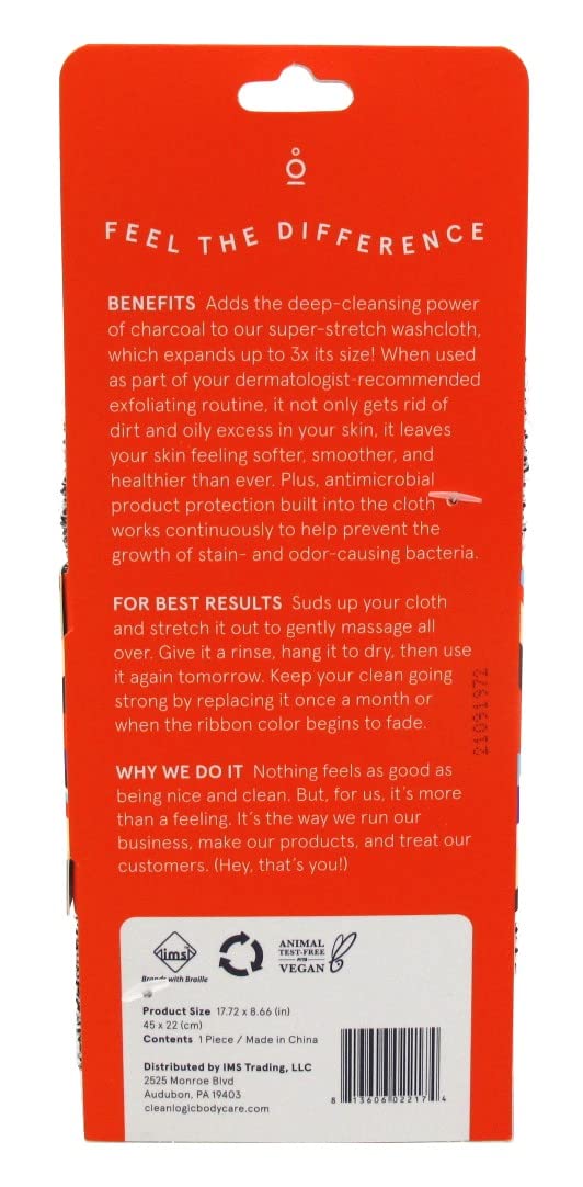 Clean Logic Detox Charcoal Stretch Wash Cloth (Pack of 2)2 Beauty & Personal Care Cleanlogic