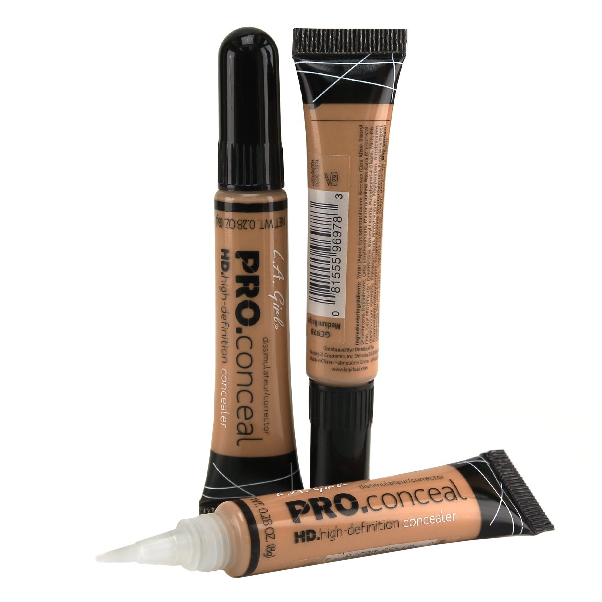 LA Girl HD Conceal High Definition Concealer (Medium Beige)(pack of 3) Beauty & Personal Care L.A. Girl