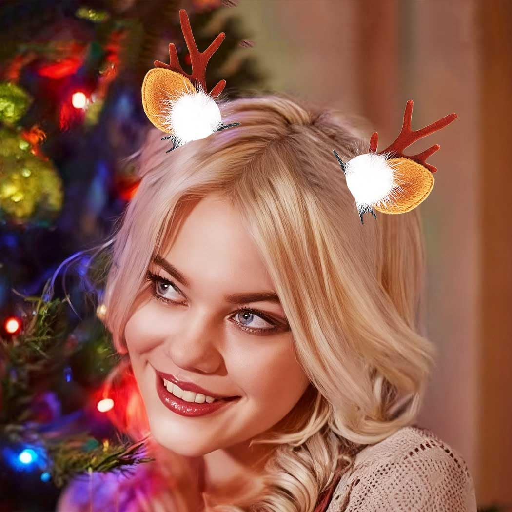 BARTOSI Christmas Hair Clips Reindeer Antlers Hair Clip Xmas Deer Antler Hairpins Holiday Hair Accessories for Women(Pack of 2) Beauty & Personal Care BARTOSI