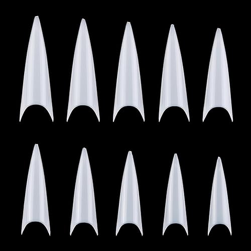 YIMART 500pcs Acrylic Medium Long Stiletto Nail Tips Easy Coffin Nails Sharp False Nail Art Tips For Nails Salon (White) Beauty & Personal Care Yimart