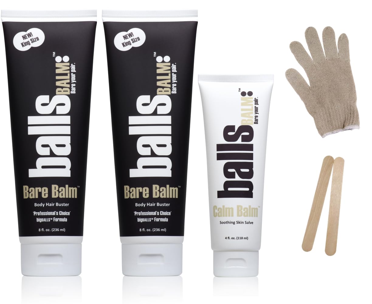 The Bare Pair Double Pro Pac King Kombo - Body Hair Management System (w/Exfoliating Glove) Beauty & Personal Care ballsBALM