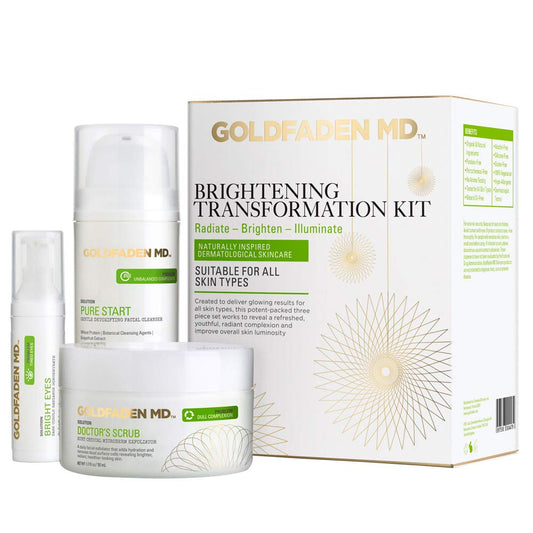 GOLDFADEN MD Brightening Transformation Kit | Advanced Skin Care Regime For Face | Includes Doctors Scrub Microdermabrasion Exfoliator, Pure Start Beauty & Personal Care GOLDFADEN MD