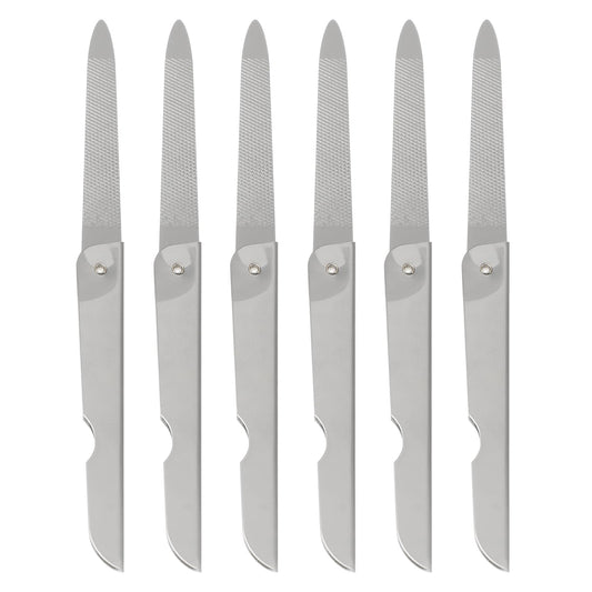 Lurrose 6pcs Foldable Nail File: Double-Sided Stainless Steel Folding Nail File - Portable Manicure Tools Beauty & Personal Care Lurrose