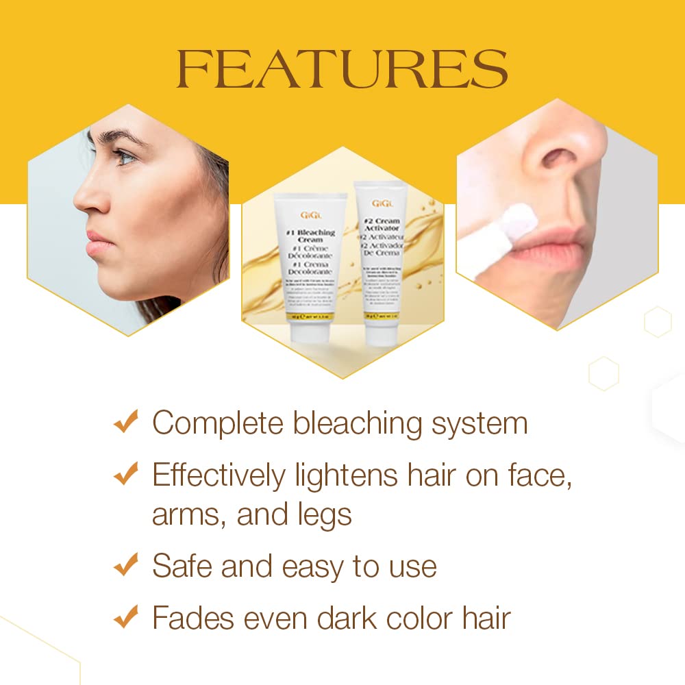 GiGi Gentle Bleaching Cream for Hair, Facial Hair & Body Hair, 1 oz - Safe Hair Bleach & Alternative to Waxing Kits and Hair Removal Cream - Lightens Beauty & Personal Care GIGI