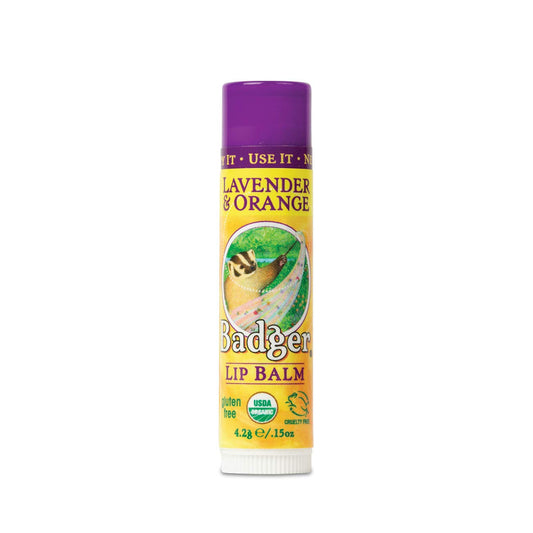 Badger - Classic Lip Balm, Lavender & Orange, Made with Organic Olive Oil, Beeswax & Rosemary, Certified Organic, Moisturizing Lip Balm, 0.15 oz Beauty & Personal Care Badger