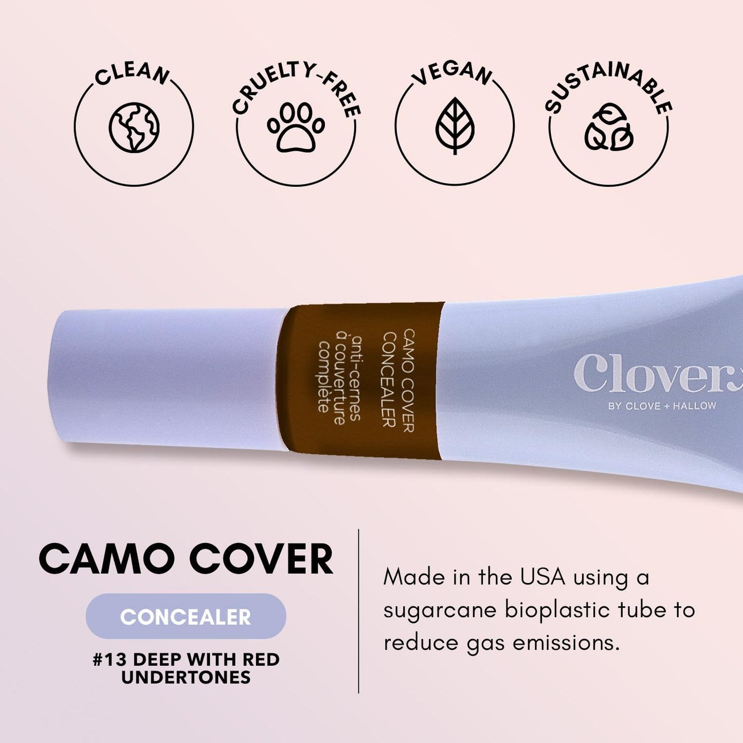 Clover Camo Cover Face & Under Eye Concealer Cruelty-Free & Vegan Natural Makeup Beauty & Personal Care Clover