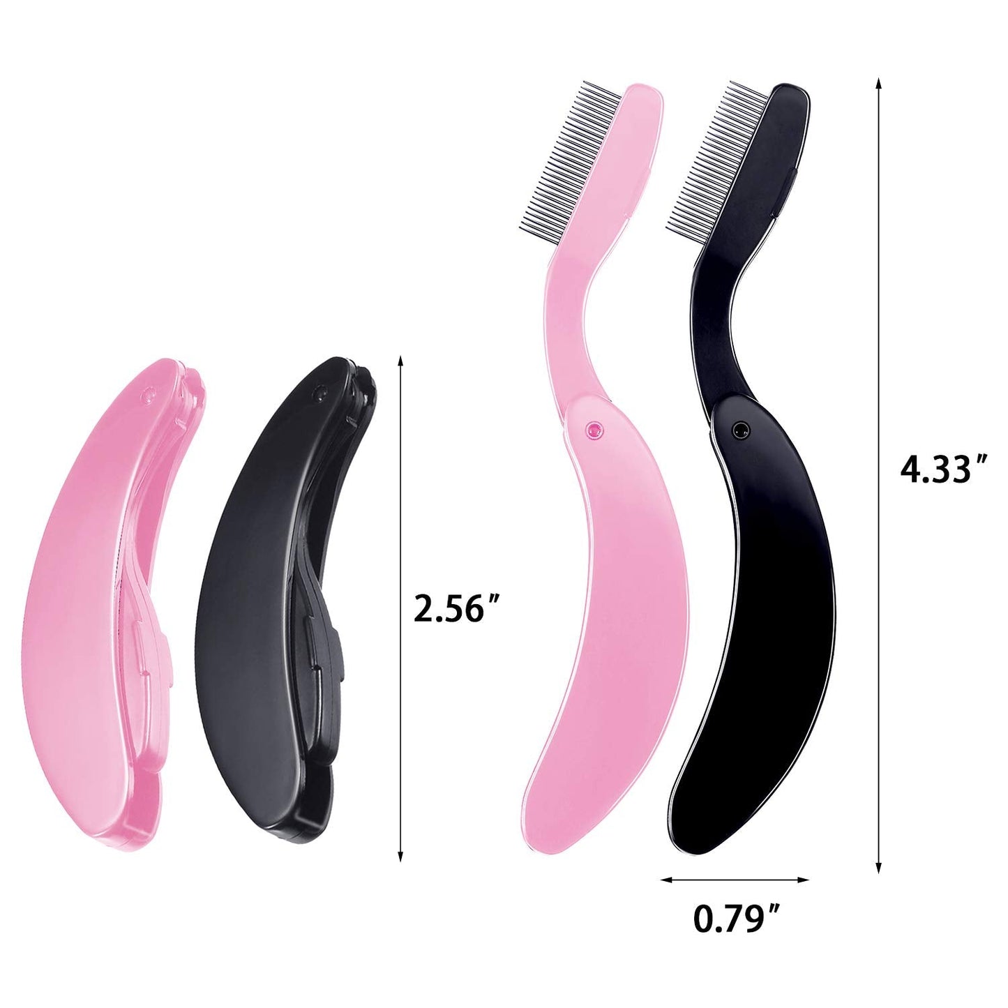 TecUnite Folding Eyelash Comb, Stainless Eyebrow Comb Eyelash and Brow Makeup Brush (3 Black and 3 Pink) Beauty & Personal Care TecUnite