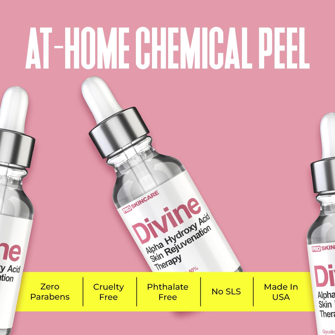 Glycolic Acid Peel 40% Professional Chemical Peel for Face for Acne Scars, Collagen Boost, Wrinkles, Fine Lines - Alpha Hydroxy Acid Liquid Exfoliant Beauty & Personal Care Divine Derriere