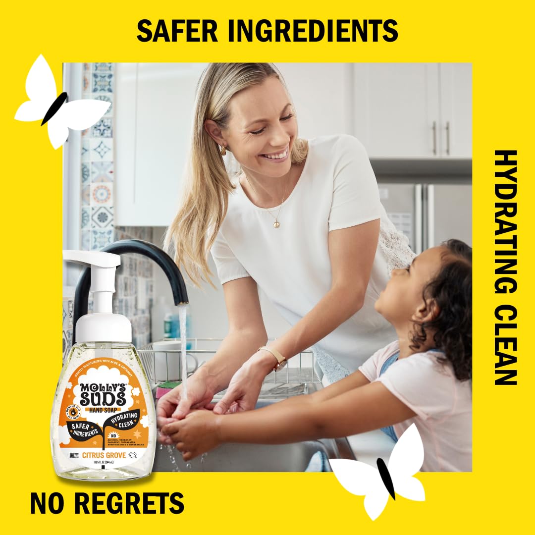 Molly's Suds Foaming Hand Soap - Made with Aloe and Coconut Oil | Moisturizing Hand Wash | Clean Ingredients, Infused with Essential Oils | Citrus Beauty & Personal Care Molly's Suds