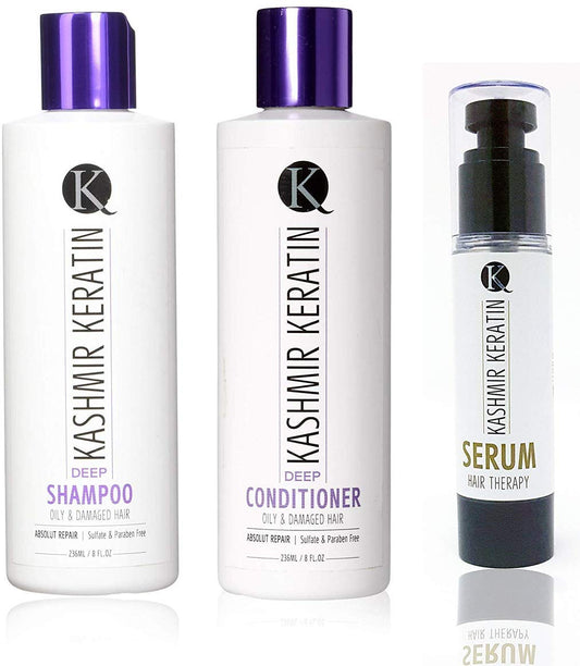 Hair Care 3pc Set (8oz Deep Shampoo, 8oz Deep Conditioner and 1.69 oz Serum) Beauty & Personal Care Kashmir Hair Systems