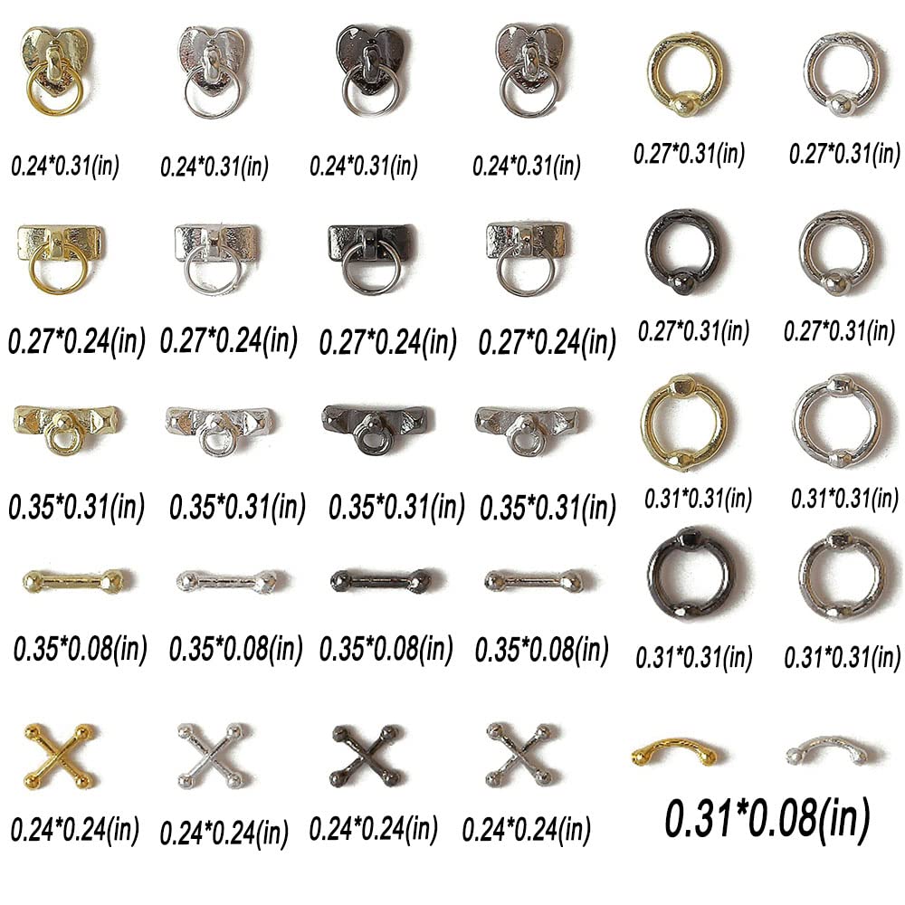 Dornail 30pcs Vintage Punk Alloy Nail Charms 3D Cross Nail Charm Hollow Hanging Rings Latch Metal Nail Art Charms for Nails Jewelry Gothic Design Nail Beauty & Personal Care Dornail