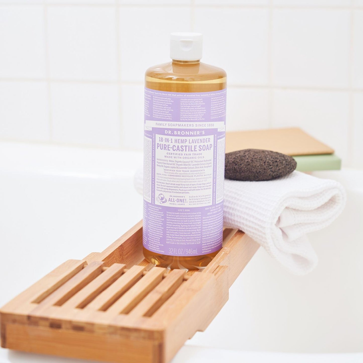 Dr. Bronner's - Pure-Castile Liquid Soap (Lavender, 32 Ounce) - Made with Organic Oils, 18-in-1 Uses: Face, Body, Hair, Laundry, Pets and Dishes Beauty & Personal Care Dr. Bronner's