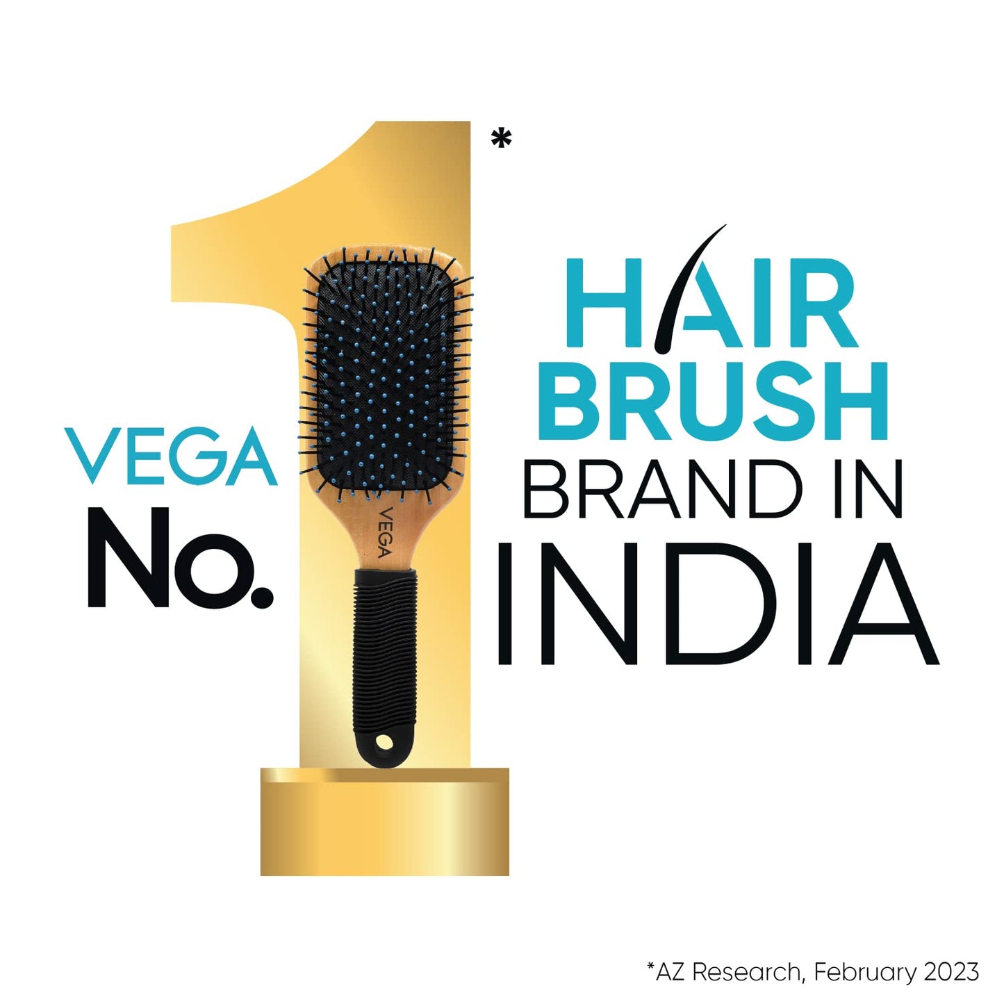 Vega Flat Brush with Tranparent Brown Colored Body and Black Bristles Beauty and Personal Care VEGA