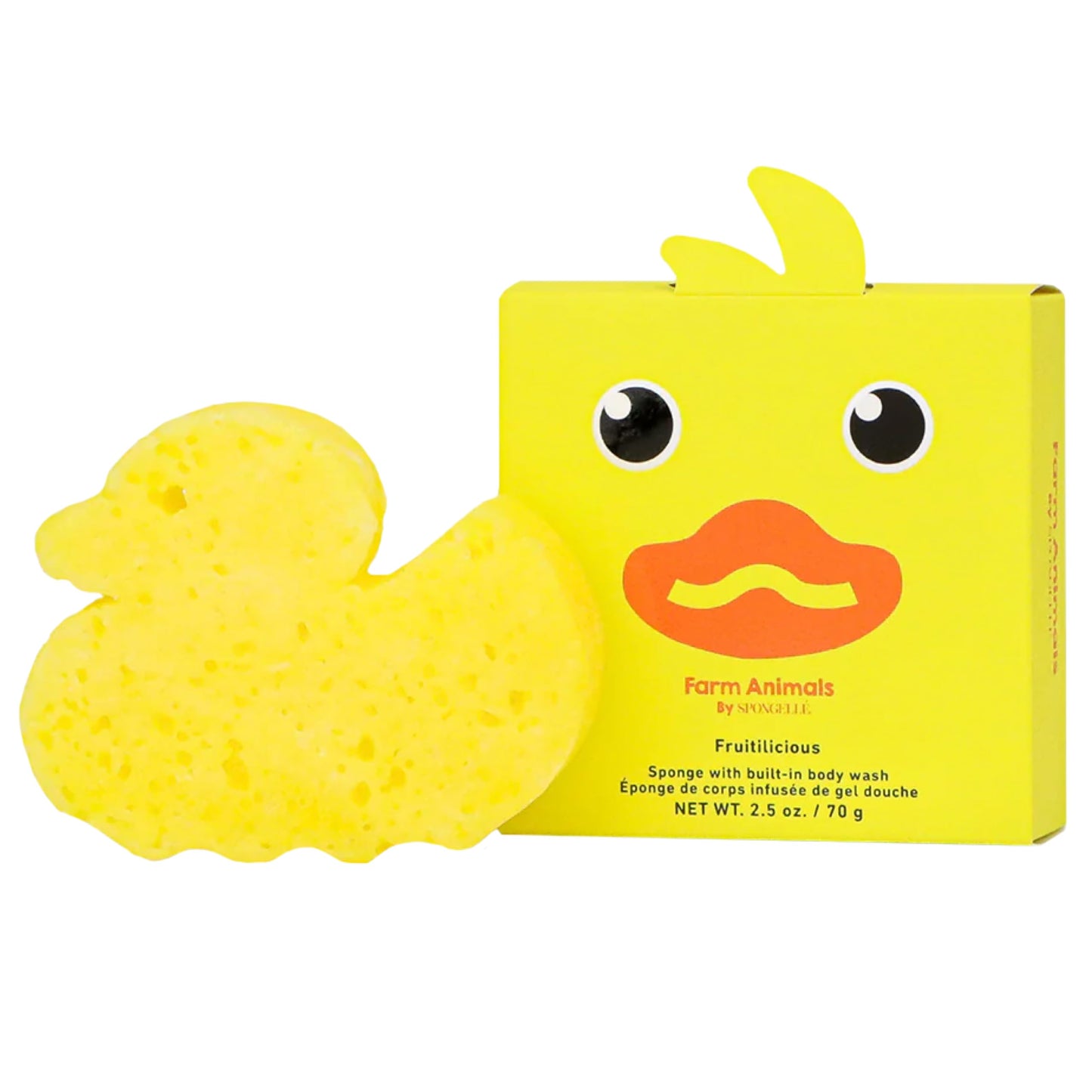 Spongellé Danny Duck Farm Animals Kid's Body Buffer - All Ages - Body Wash Infused Shower Loofah - Newborn Essentials & Baby Essentials Beauty and Personal Care SPONGELLÉ