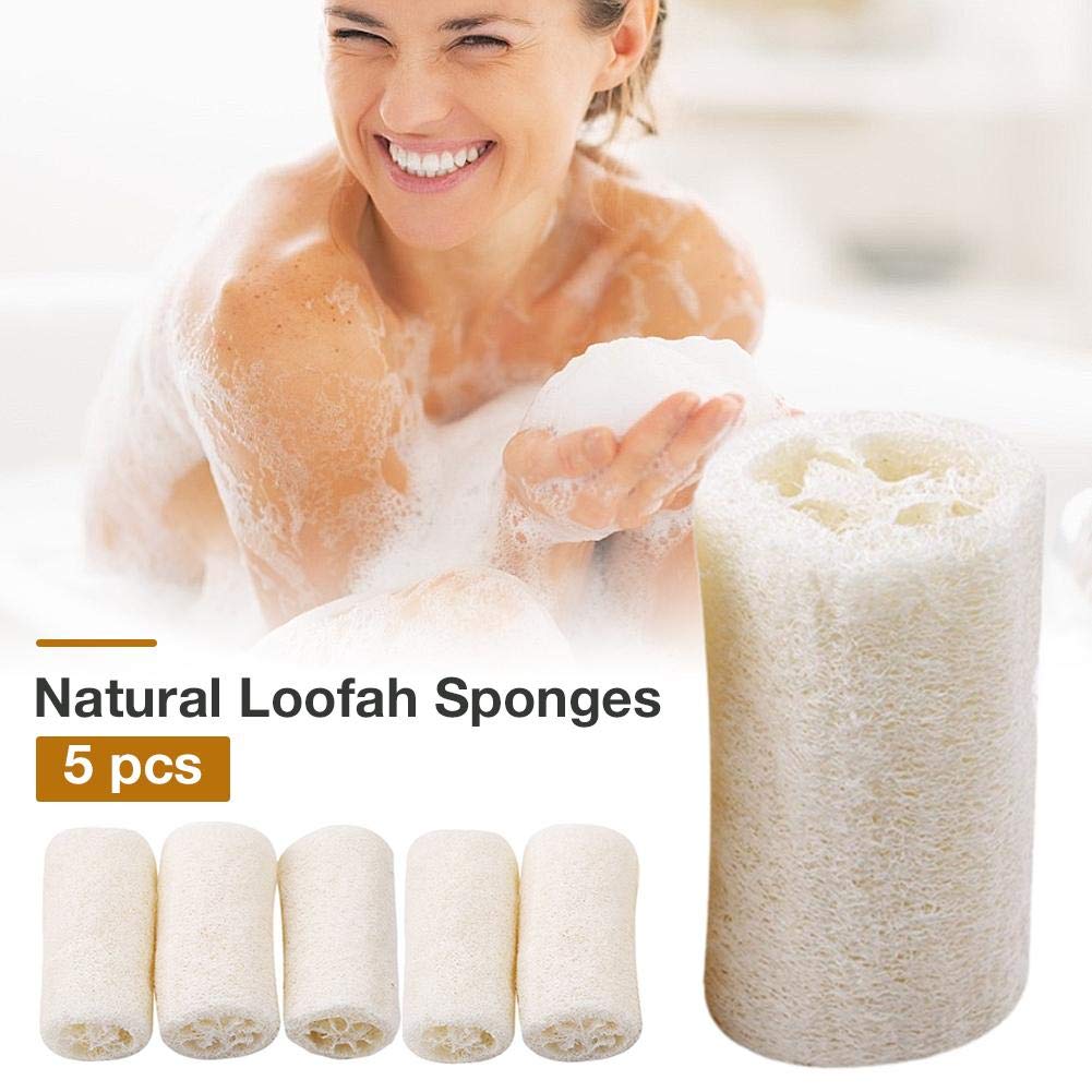 SmarTopus 5-Pack Premium Natural Loofah Sponge, Natural Loofah Exfoliating Body Sponge Scrubber for Bath Spa Shower, Exfoliating Shower Loofa Body Beauty and Personal Care SmarTopus