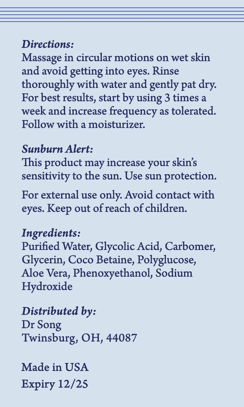 Korean Skin Care - Dr Song Glycolic Acid Face Wash - Exfoliating Face Wash with 10% Glycolic Acid, AHA for Anti Aging, Acne and Wrinkles Korean Beauty Beauty & Personal Care Dr Song