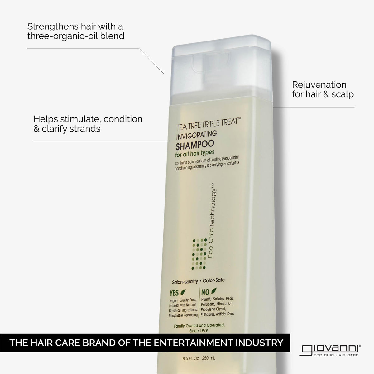 GIOVANNI Tea Tree Triple Treat Invigorating Shampoo, 24 oz (Pack of 2)