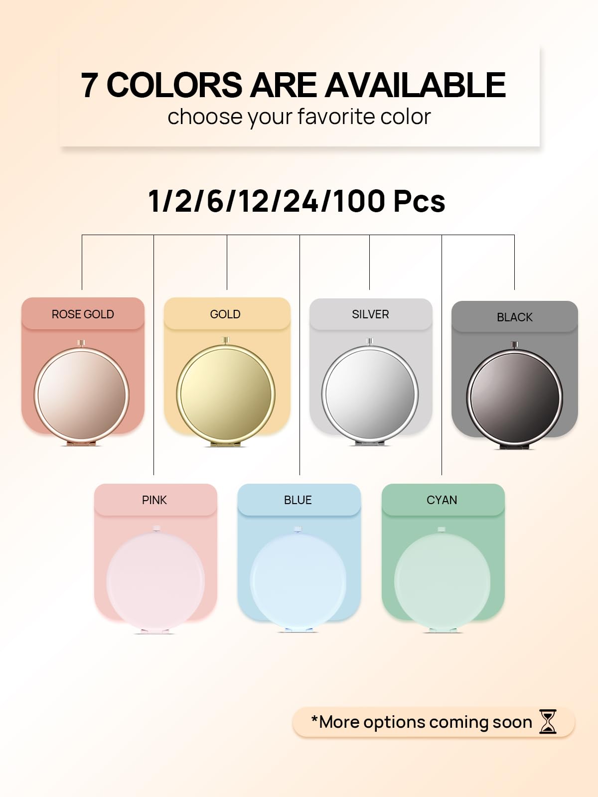 Getinbulk Compact Mirror for Purse, Double-Sided 1X/2X Magnifying Metal Pocket Makeup Mirrors(Round, Rose Gold) Beauty and Personal Care Getinbulk